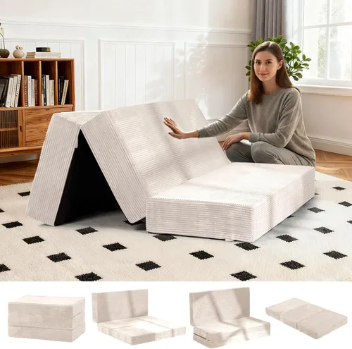 Miniatura 11 de Colchón plegable de tres pliegues de 6 pulgadas, sofá cama plegable con funda extraíble lavable, colchón de futón portátil de tamaño completo