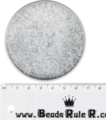 Miniatura 2 de Miyuki Cuentas redondas 8/0, cristal AB, cuentas de vidrio de 0.118 in, tubo de 0.78 oz (aproximadamente 836 piezas), para tejer cuentas