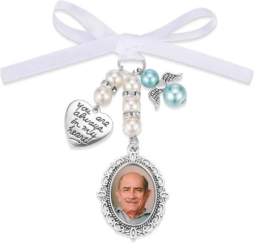 Personalized Wedding Bouquet Photo Charms Custom Bouquet Charms for Wedding Memory Bridal Lacy Photo Charm You Are Always in My Heart Charm for Foto