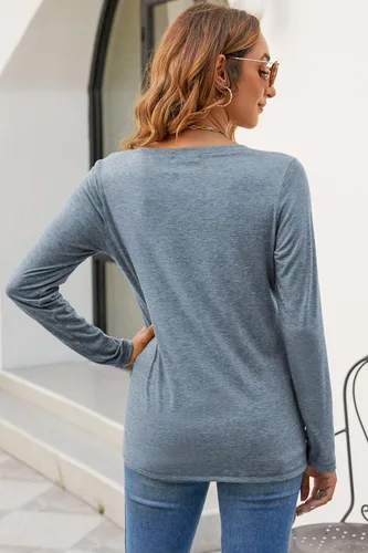 Miniatura 5 de Sherosa Camisetas para mujer, cuello en V, manga cortalarga, casuales, suaves, lisas, básicas