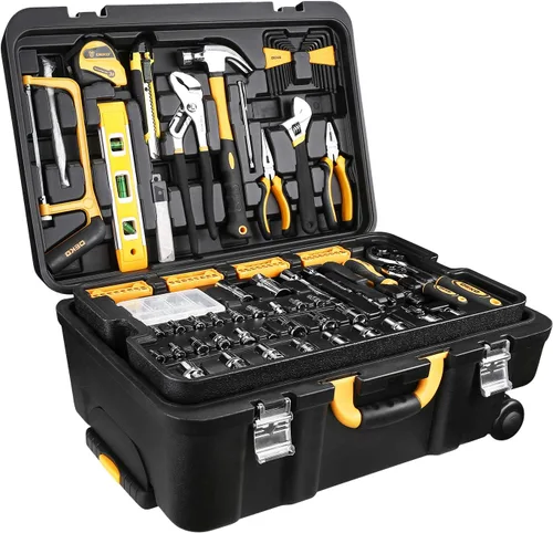 Miniatura 2 de DEKOPRO Kit de herramientas de 258 piezas con caja de herramientas rodante, llave de vaso y juego de herramientas manuales, caja mecánica, carrito