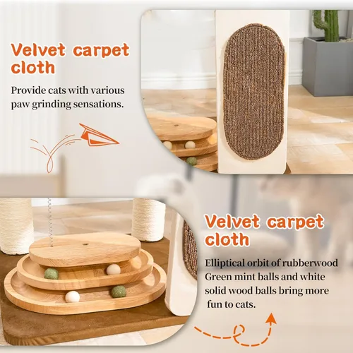 Miniatura 4 de Árbol moderno para gatos de interior con postes rascadores de cuerda de sisal, condominio tejido a mano y percha superior, nido de cápsula espacial