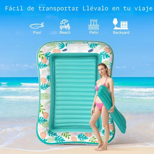Miniatura 3 de stonful - Flotador inflable para piscina de 75 x 51 pulgadas, flotadores de piscina para adultos con almohada y soporte para tazas, 4 en 1, cama