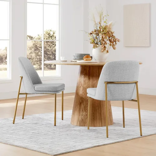 Miniatura 2 de CHITA Juego de 2 sillas de comedor modernas, sillas de comedor de metal con certificación FSC para comedor, color gris claro