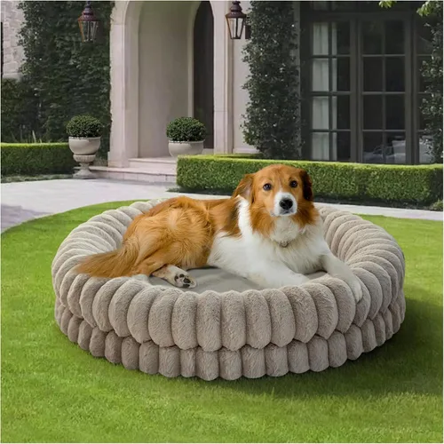BALANCE Cama de relajación de rosquilla para perros de lujo, camas redondas para perros grandes de 36 pulgadas, lavables, camas ortopédicas para