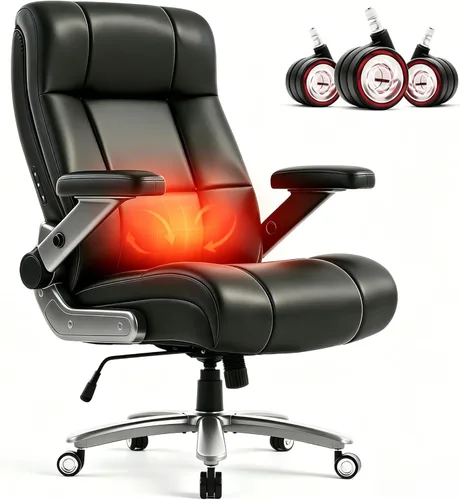 Miniatura 10 de Silla de oficina grande y alta de 600 libras, asiento extra ancho, masaje 3D y calor, silla de oficina con resistencia para personas, brazos