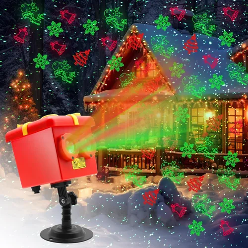 Miniatura 9 de Proyector de luces de copo de nieve para exteriores, 9 vatios súper brillantes, lámpara de nevada, proyección de luz nocturna, luces LED