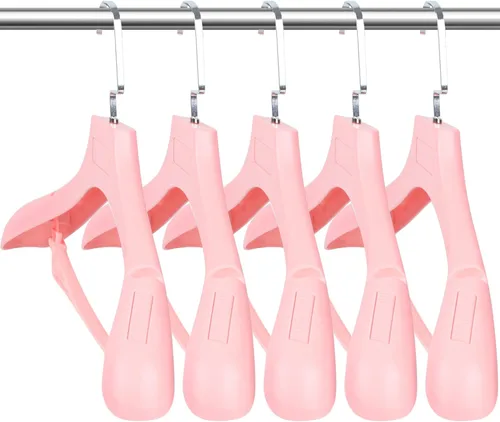 Miniatura 21 de DEDU Paquete de 15 perchas de traje para hombres, perchas marrones extra anchas antideslizantes de ancho 17.7 pulgadas, plástico grueso con barra