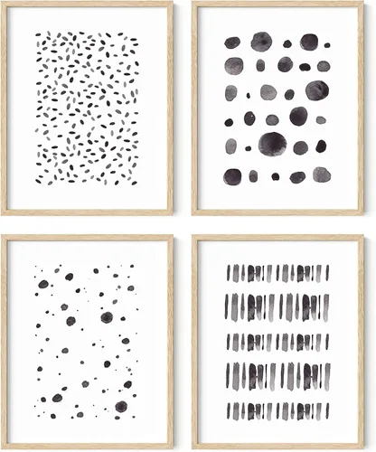 Miniatura 17 de HAUS AND HUES Arte abstracto para pared en blanco y negro, juego de 4 pósteres minimalistas en blanco y negro para paredes, pósteres estéticos Juego