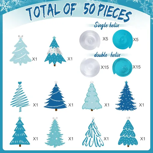 Miniatura 2 de Colarr Paquete de 50 remolinos colgantes de invierno para decoración de árbol azul, remolinos de techo, espirales en espiral, adornos para aula