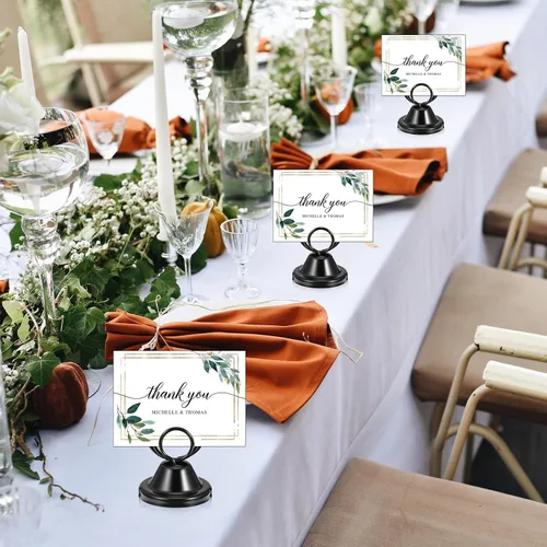 Miniatura 5 de 20 soportes para números de mesa, soportes de metal circulares con nombre base, clips de menú para boda, fiesta, recepción, soportes de fotos