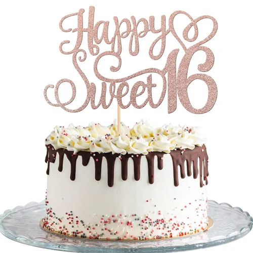 Miniatura 15 de 24 piezas de decoraciones para cupcakes de 16 cumpleaños con purpurina, ¡Hola 16! Dulces 16 desde 2008, púas para cupcakes de 16 años para celebrar