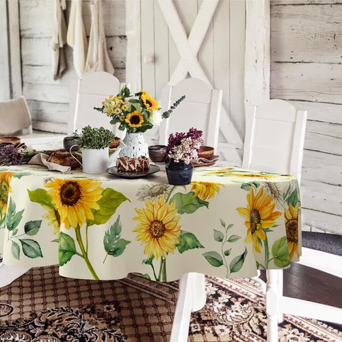 Miniatura 11 de Yighty Mantel ovalado de primavera y verano de 54 x 72 pulgadas, mantel de acuarela floral de primavera, mantel impermeable resistente a