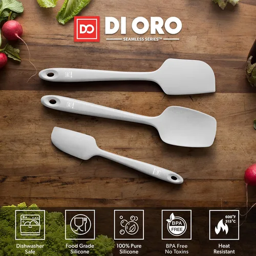 Miniatura 3 de DI ORO Juego de espátulas de silicona – Espátulas de cocina de goma para hornear, cocinar y mezclar – Resistente al calor a 600 °F y libre de BPA