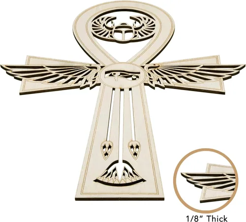 Miniatura 2 de Fourth Level MFG Ankh de 12", Arte de Pared de Madera de Geometría Sagrada, Decoración Colgante para el Hogar del Antiguo Egipto, Símbolo Eterno