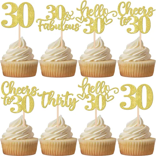 Miniatura 24 de 30 piezas de adornos para cupcakes de 12 cumpleaños feliz, brillantes doce, hola 12, felicitaciones a 12 años, adornos para cupcakes, 12