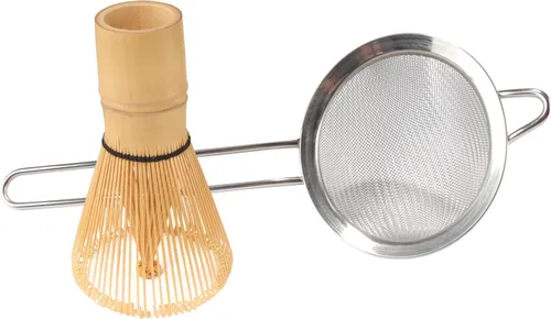 Miniatura 8 de BambooMN Batidor Matcha y colador de té - Juego de ceremonia de té japonés