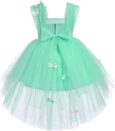 Miniatura 3 de ODASDO Vestido de mariposa para bebés y niños pequeños, sin mangas, de tul alto, bajo, princesa, boda, ocasión especial, vestido de baile de noche
