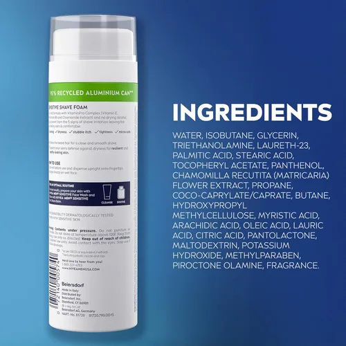 Miniatura 11 de NIVEA MEN - Espuma de afeitado sensible con vitamina E, extractos calmantes de manzanilla y hamamelis, paquete de 6 latas de 7 onzas