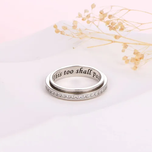 Miniatura 4 de Anillos giratorios de plata de ley S925 para ansiedad, preocupación, aliviar el aburrimiento, TDAH, autismo, banda para mujeres y adolescentes