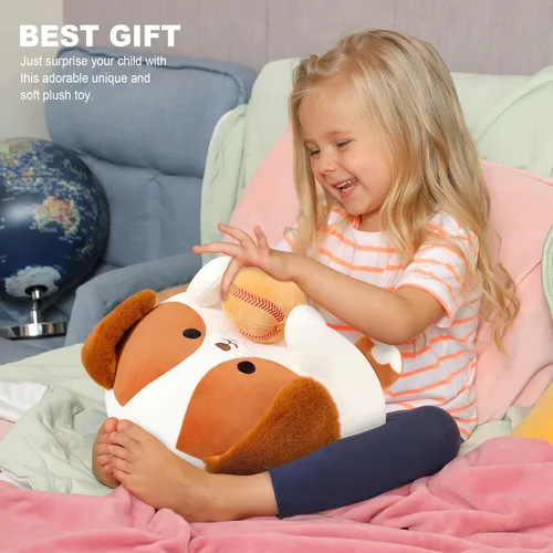 Miniatura 8 de Onsoyours - Original juguete de peluche de perro beagle con béisbol - 30 cm de felpa suave, juguete de cachorro deportivo, lindos peluches