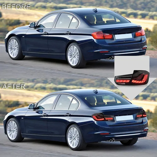 Miniatura 5 de VLAND Conjunto de luces traseras OLED para BMW M3 / Serie 3 F30 F35 F80 Sedan 6ª generación 2012-2018, lámpara trasera mejorada con escamas de 13-18