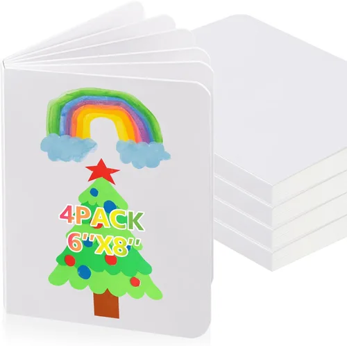 Miniatura 9 de Gueevin 4 Piezas Libro de Cartón de Tapa Dura en Blanco para Niños con Páginas Gruesas y Resistentes para Estudiantes Adultos Dibujo Bocetos