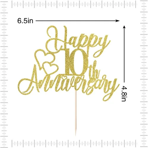 Miniatura 2 de Decoración para tartas de 10 aniversario, decoración de fiesta de 10 aniversario, 10 cumpleaños, aniversario de boda/estaño suministros de 10