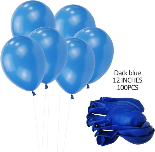 Miniatura 3 de 100 globos de látex azul de 12 pulgadas, grandes, gruesos, grandes, redondos, biodegradables, a granel, helio, gas o aire, inflados para cumpleaños