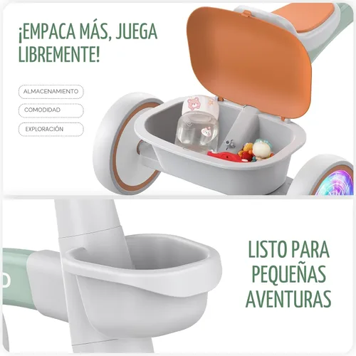 Miniatura 5 de SEREED Triciclo de Iluminación Colorida para Niños Pequeños de 2-5 Años, Niños y Niñas, Triciclo con Asiento y Manillar Ajustables, Cesta Extraíble