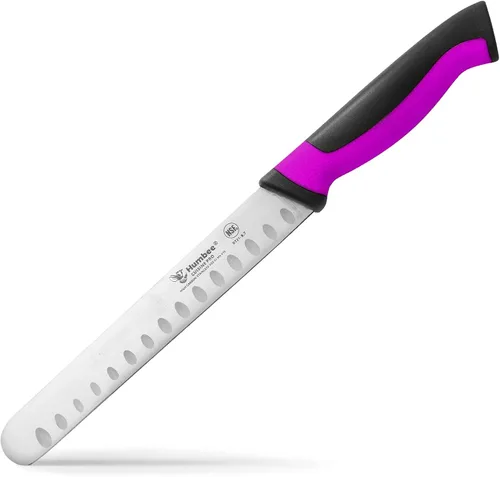 Miniatura 32 de Cuchillo de chef de 8 pulgadas con borde Granton para rebanar jamón y carne de pavo Certificado NSF Hoja de acero inoxidable alemán Mango