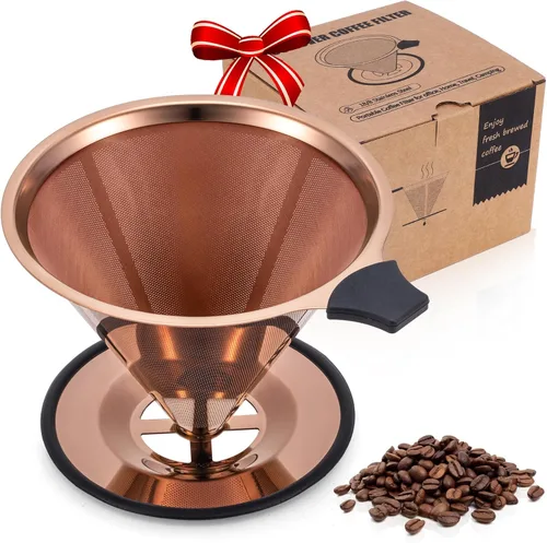 Miniatura 9 de 【2.0 mejorado】 Cafetera de acero inoxidable, filtro de café de goteo reutilizable sin papel y colador de café para una sola taza de preparación a