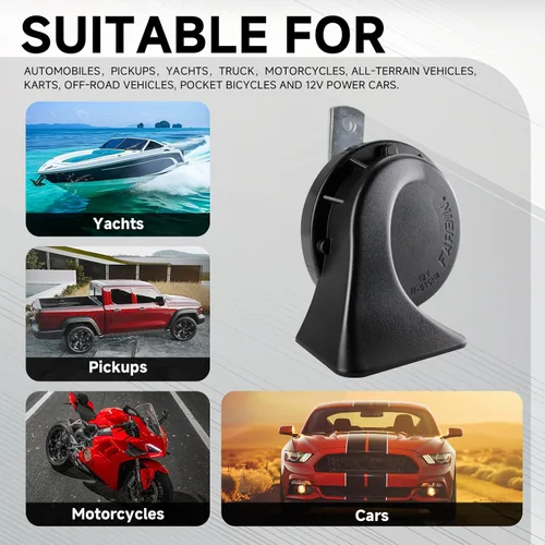 Miniatura 3 de FARBIN Bocina Compacta para Automóvil de 12V Bocina Fuerte de Tono Alto 510HZ Impermeable Universal para Cualquier Vehículo