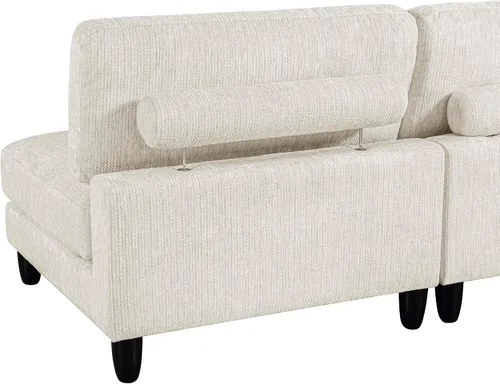 Miniatura 12 de Lexicon Sofá modular de 120 pulgadas, sofá modular de microfibra de gran tamaño de 4 plazas en forma de L, 6 almohadas decorativas y arreglo Beige