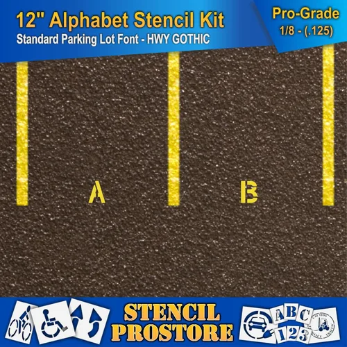 Miniatura 4 de Juego de plantillas para pavimento de 12 pulgadas, kit de plantillas de alfabeto (28 piezas) - 12 x 9 x 1/8 pulgadas (128 mil) - Grado profesional