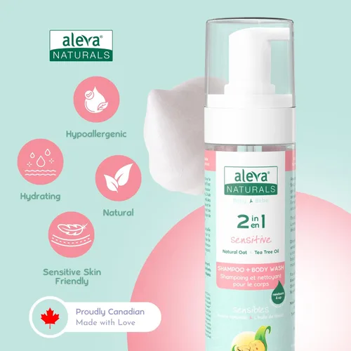 Miniatura 3 de Aleva Naturals Gel de baño y cabello hipoalergénico 2 en 1 Fórmula de aceite de árbol de té Para pieles sensibles Perfecto para bebés recién
