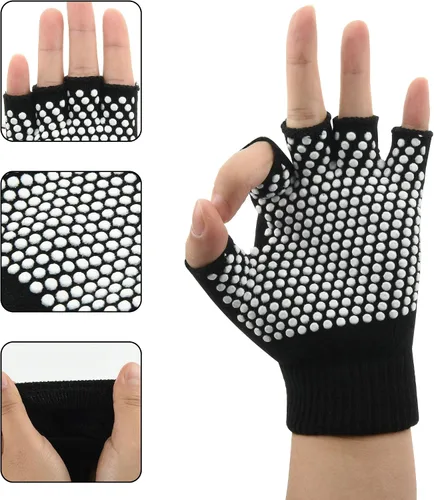 Miniatura 3 de Cosmos Juego de guantes y calcetines de yoga antideslizantes para mujer, juego de calcetines y guantes de pilates para mujer, barra, ballet, bikram