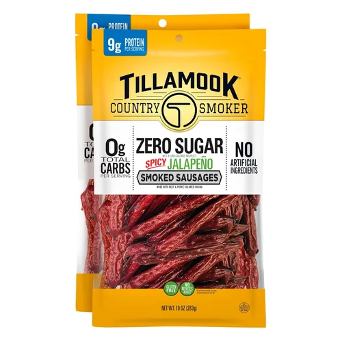 Miniatura 7 de Tillamook Country Smoker Salchichas ahumadas sin azúcar aptas para dieta cetogénica, original, 10 onzas (paquete de 2)
