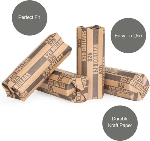 Miniatura 5 de Sumerfnt Rollos de Envoltorios para Monedas de Dólar, Solo Dólares, Rollos de Dólar Planos 110 Piezas