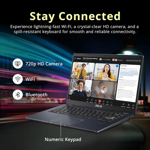 Miniatura 5 de ASUS Laptop de 14 pulgadas para negocios y estudiantes, pantalla FHD de 14 pulgadas, Intel Celeron N4500, 1 año de Microsoft 365, memoria de 4 GB