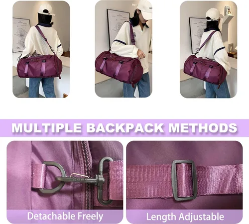 Miniatura 4 de Bolsa de gimnasio con compartimento para zapatos para hombres y mujeres, bolsa de viaje, mochila cruzada, bolsa deportiva con gran capacidad