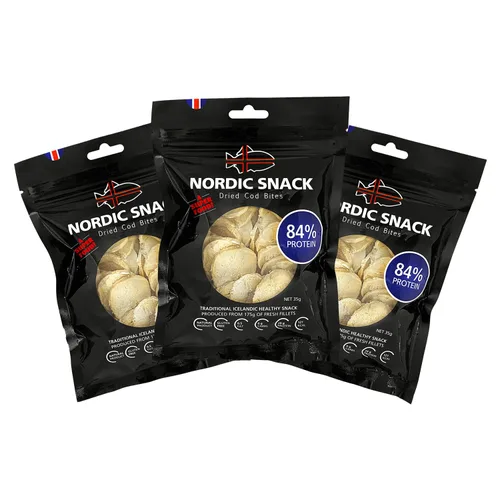 Miniatura 12 de Bocadillos de bacalao liofilizados (Hardfiskur) pescado capturado silvestre Snack nórdico saludable con alto contenido de proteínas