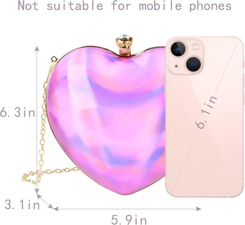 Miniatura 2 de Goclothod Bolso de mano de cuero con forma de corazón con purpurina para mujer