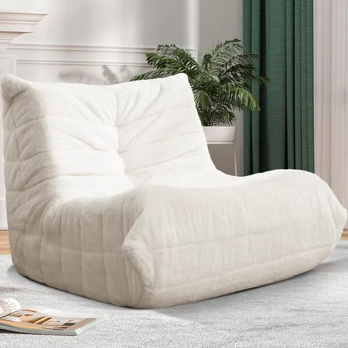 Miniatura 102 de Puf para adultos, silla puf grande, sillón con relleno de espuma viscoelástica para el hogar, apartamento o sala de juegos, gris afelpado Felpa gris