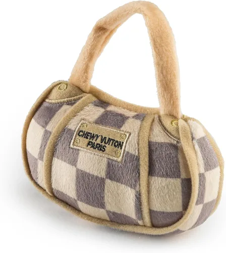 Miniatura 24 de Haute Diggity Dog Black Checker Chewy Vuiton Bone, Juguetes de Peluche de Diseñador para Perros con Chirriador Interactivo, Estimulante Hueso