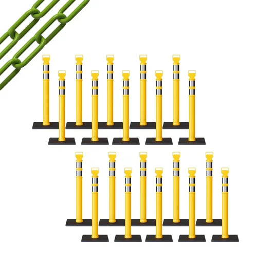 Miniatura 55 de Trafford Industrial - Juego de 20 postes de delineador de 45 pulgadas, collares reflectantes de 3 pulgadas, base de goma de 10 libras