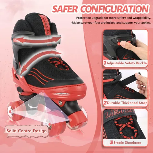 Miniatura 3 de Patines de Ruedas para Niños, Niñas y Pequeños de 3 a 12 años, Ajustables en 4 Tallas para Niños y Adolescentes con Ruedas Iluminadas, Patines