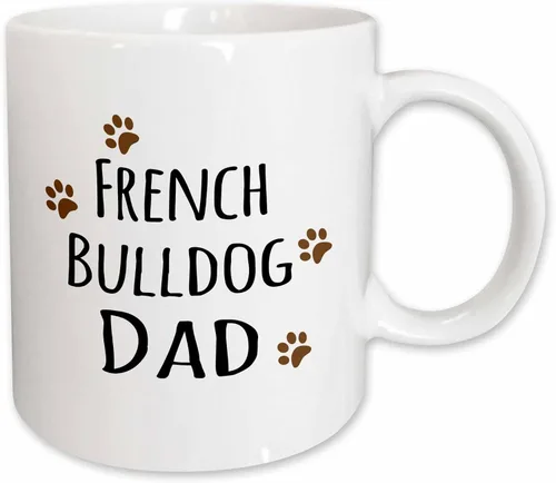 Miniatura 12 de 3dRose French Bulldog Dog Dad-Doggie by Breed-Brown - Taza con estampado de patas fangosas, 11 onzas, color negro