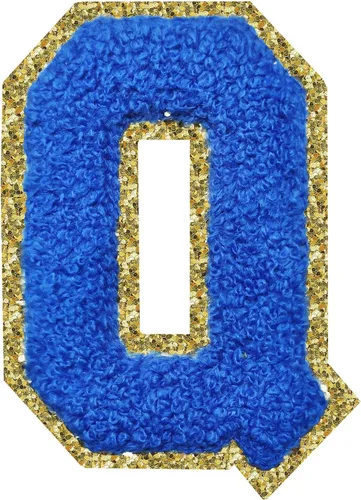 Miniatura 139 de SPRT - Parches de letras de chenilla universitaria con purpurina, parche de letras blancas para planchar con letras del alfabeto para disfraz