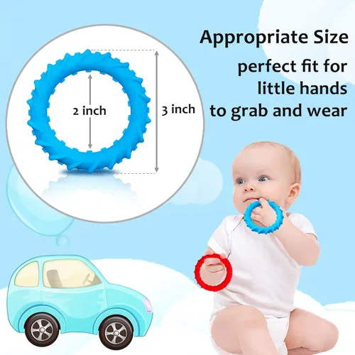 Miniatura 2 de Flyaway Paquete de 4 pulseras sensoriales para niños con autismo, TDAH, ansiedad, textura, silicona, ayuda motora oral, juguetes sensoriales